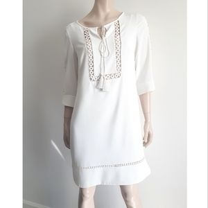 Alba Conde | Tunic Dress with Embroidered Eyelet Details